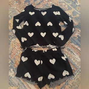 Cat & Jack Black and White Heart Pajama Set